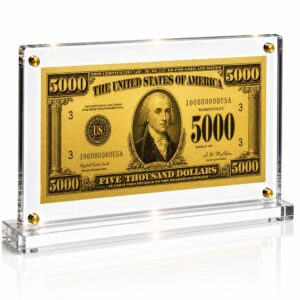 5,000 Dollar Gold Foil Bill with Acrylic Display Stand Gold Foil Bill Displays 5,000 Dollar Gold Foil Bill with Acrylic Display Stand Gold Foil Bill Displays
