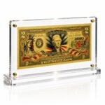 250th Anniversary 2 Dollar Gold Foil Bill with Acrylic Display Stand