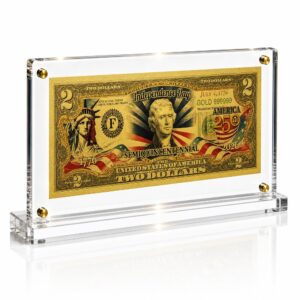 250th Anniversary 2 Dollar Gold Foil Bill with Acrylic Display Stand Gold Foil Bill Displays 250th Anniversary 2 Dollar Gold Foil Bill with Acrylic Display Stand Gold Foil Bill Displays