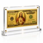 Jesus 100 Dollar Gold Foil Bill with Acrylic Display Stand